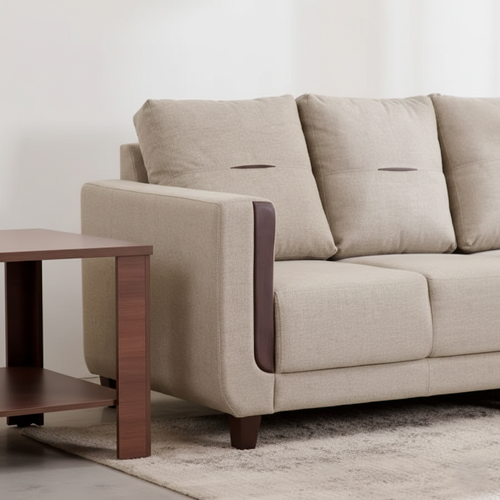 L Shape Sectional Sofa For Home Furniture Modern Design Suede Fabric & Marandi Wood Frame High Density Sofa For Living Room