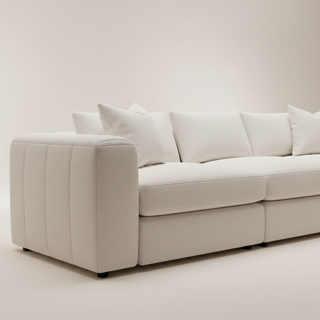 L Shape Sectional Sofa Luxury Home Furniture Made in Marandi wood with Suede Fabric Durable in High Quality Sofa