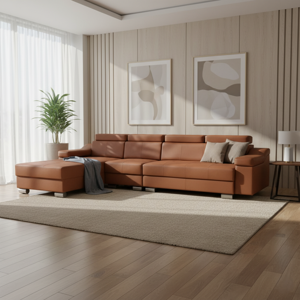 L Shape Leatherette Sofa Premium Faux Leather Furniture with Super Soft foam for a smart and tailored look