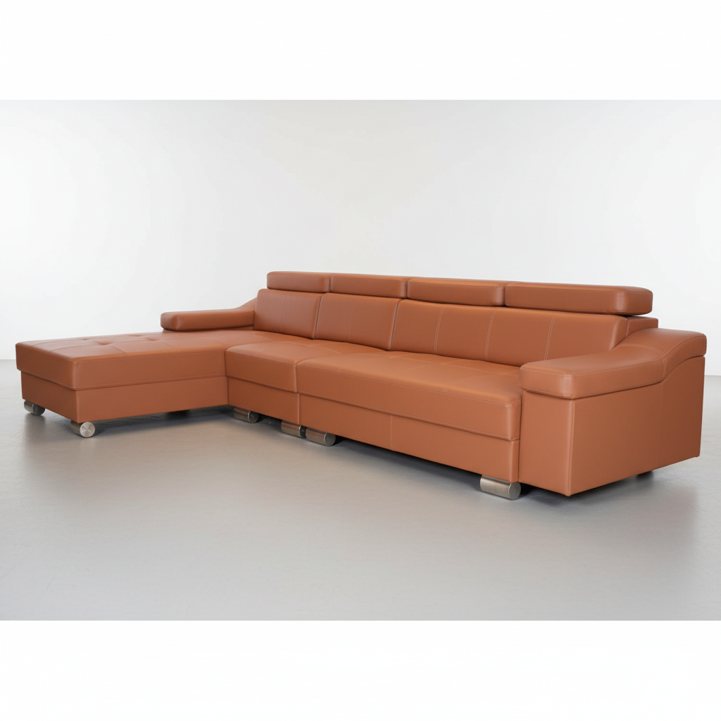 L Shape Leatherette Sofa Premium Faux Leather Furniture with Super Soft foam for a smart and tailored look