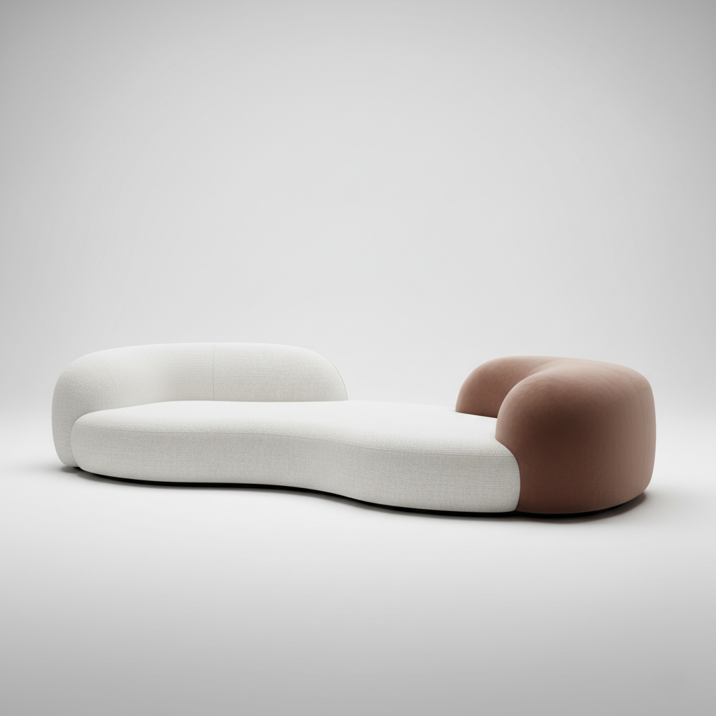 3 Seater Sofa Curved Shape Modern Design Durable for Home Furniture with Solid Wood Frame and Long-Lasting Sofa for Living Room