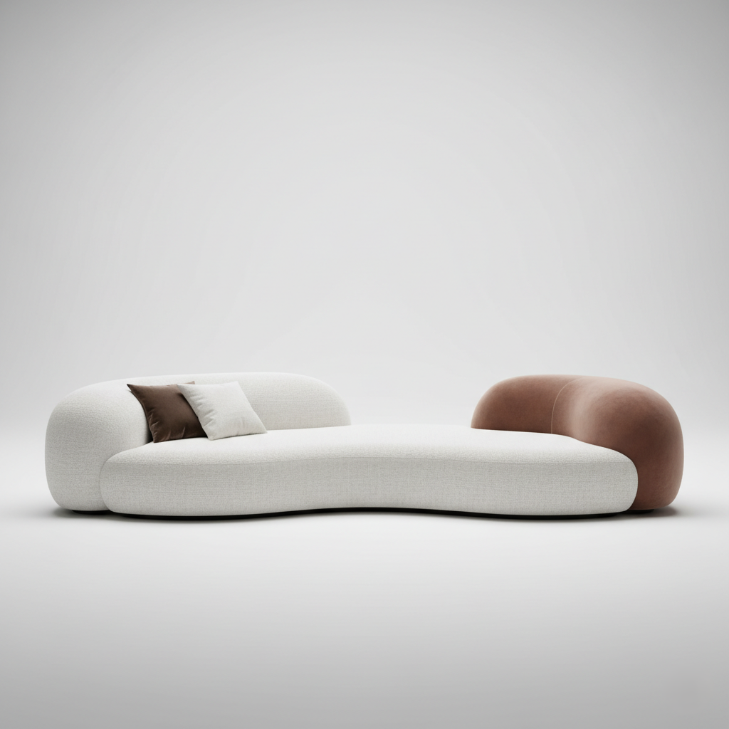 3 Seater Sofa Curved Shape Modern Design Durable for Home Furniture with Solid Wood Frame and Long-Lasting Sofa for Living Room