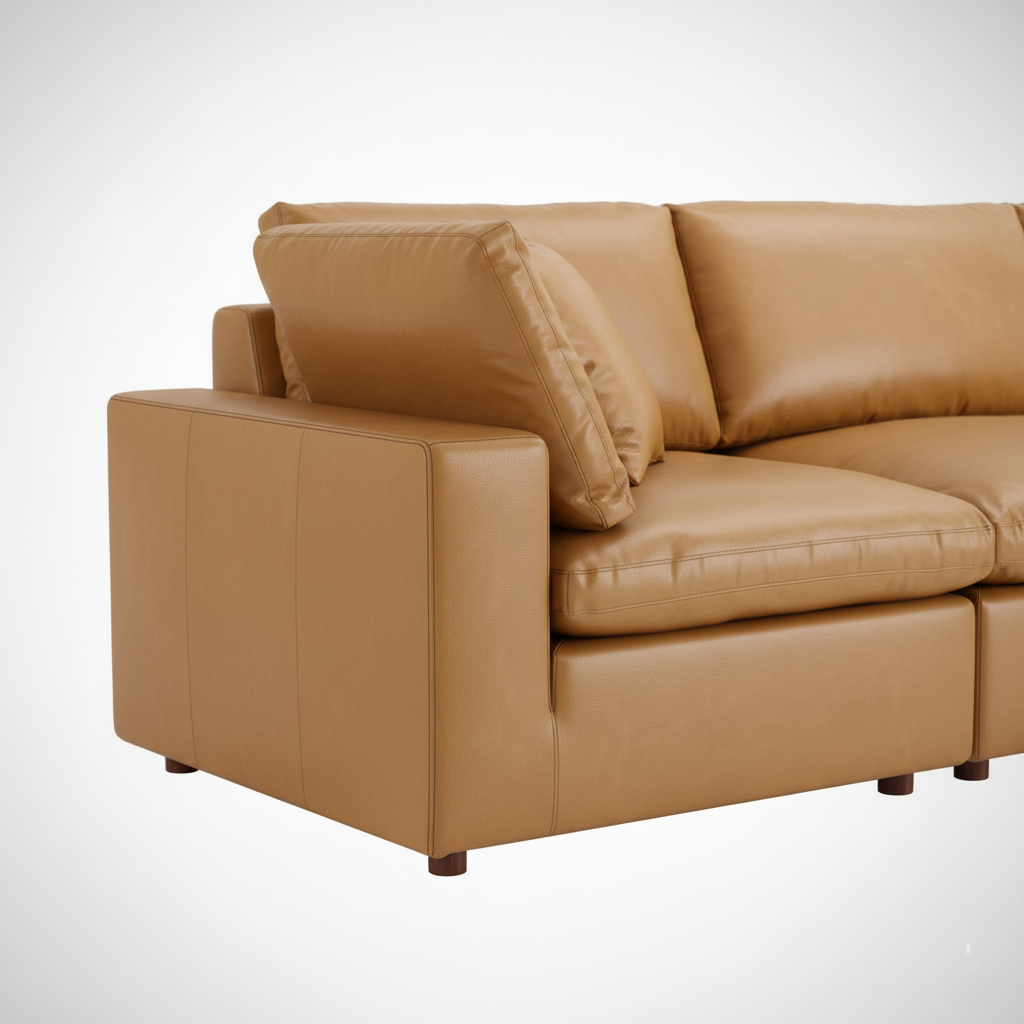L Shape Spacious sofa Modern Design Premium Quality and Leatherette fabric Durable & Comfortable Padded Perfect for living Room -Brown