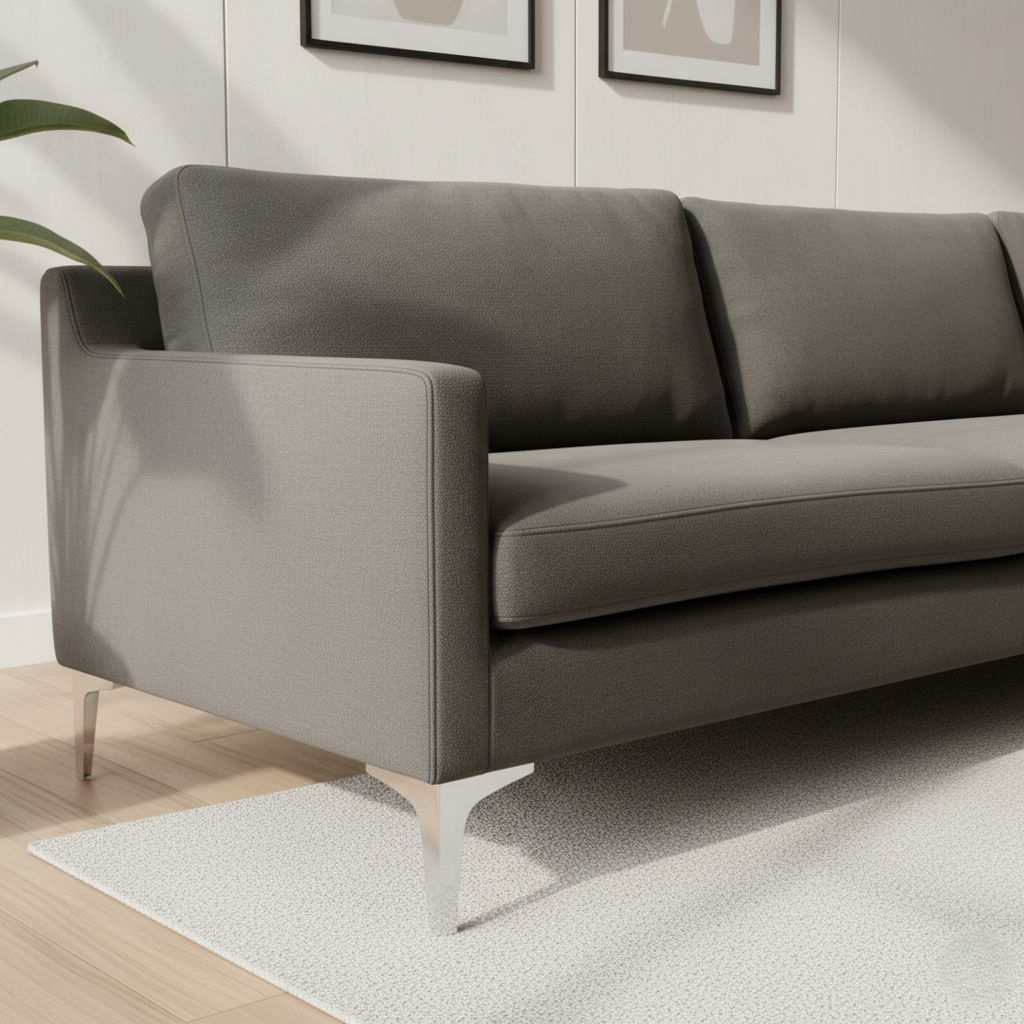 L-Shape Spacious Sofa Modern Design Premium Quality fabric Durable & Comfortable Padded Perfect for living Room -Black