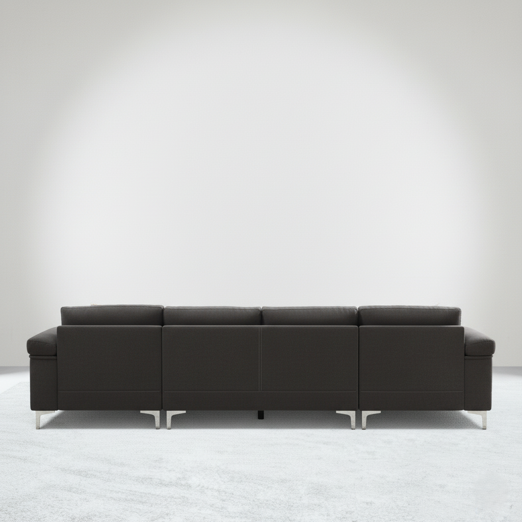 L Shape Sofa For Home Furniture Durable & Comfortable Padded Perfect for living Room - Dark Grey