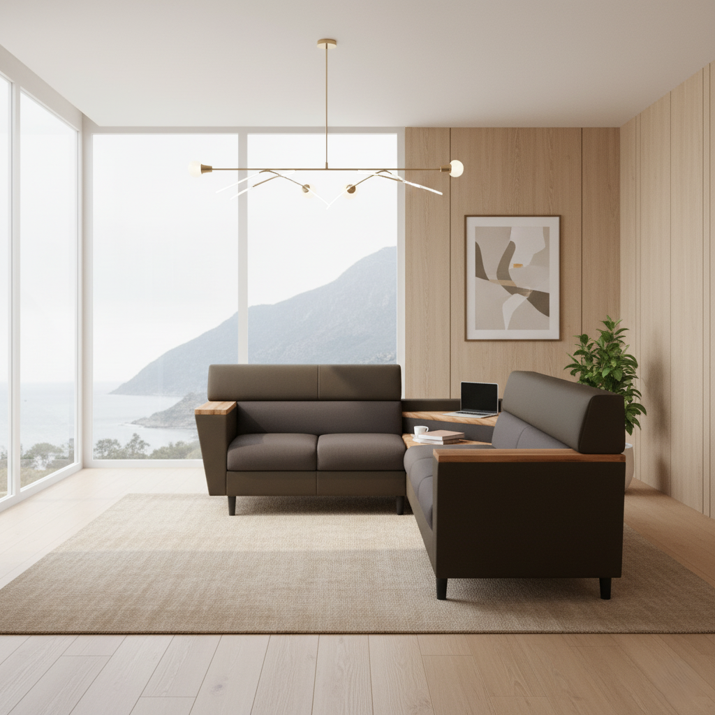 L Shape Sofa Upholstery Leatherette for Living Room Modern Design Durable and Comfortable Seating