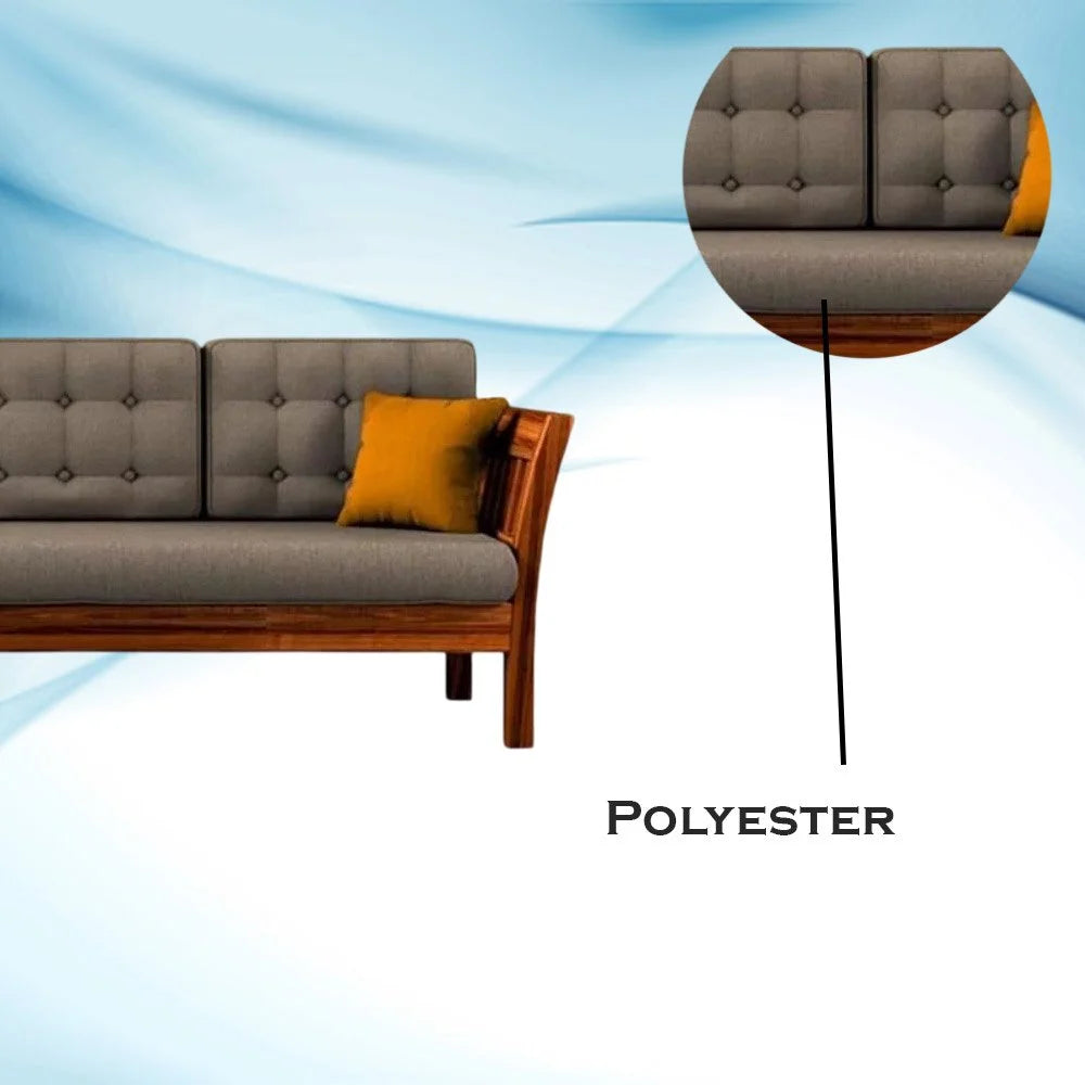 বাসা এবং আসবাবের জন্য ৩ সিটের কাঠের সোফা প্রিমিয়াম আপহোলস্ট্রি, লিভিং রুমের জন্য আধুনিক এবং টেকসই ডিজাইন-ধূসর