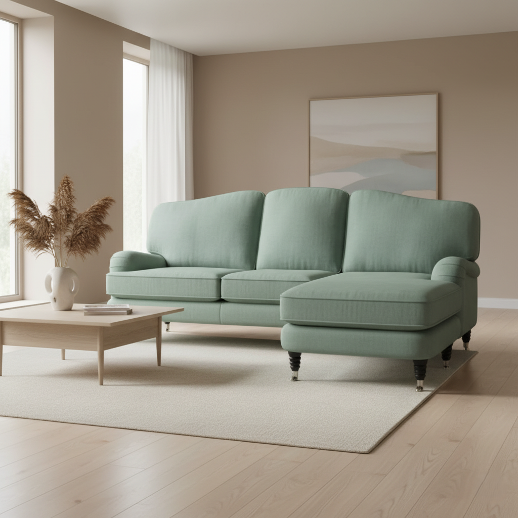 3 सीटर L आकार सोफा आधुनिक डिजाइन और फैब्रिक टिकाऊ और आरामदायक गद्देदार लिविंग रूम, ऑफिस के लिए बिल्कुल सही - ग्रे