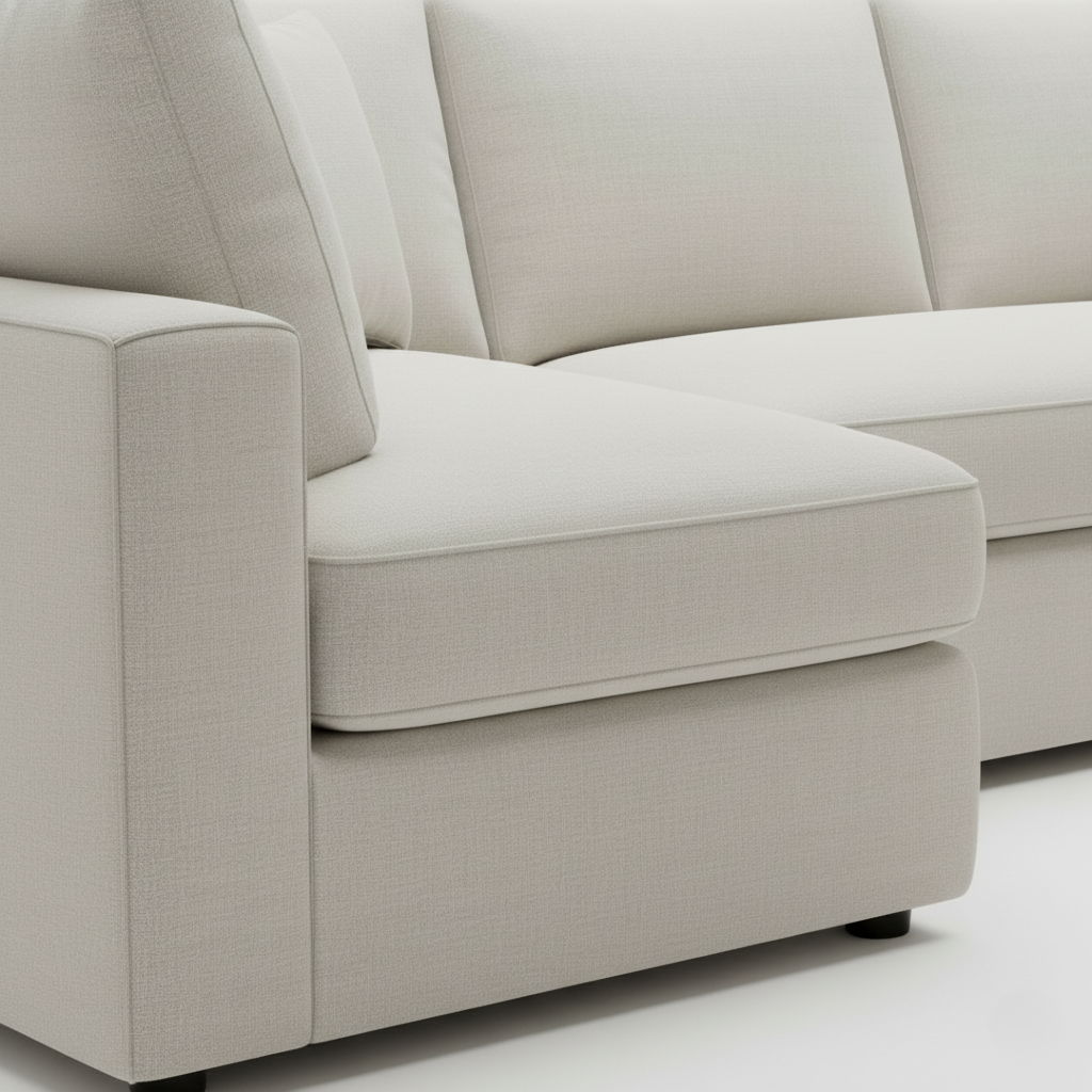 घर के फर्नीचर के लिए सेक्शनल यू आकार सोफा, लिविंग रूम के लिए आधुनिक और टिकाऊ डिज़ाइन का असबाब कपड़ा - ग्रे