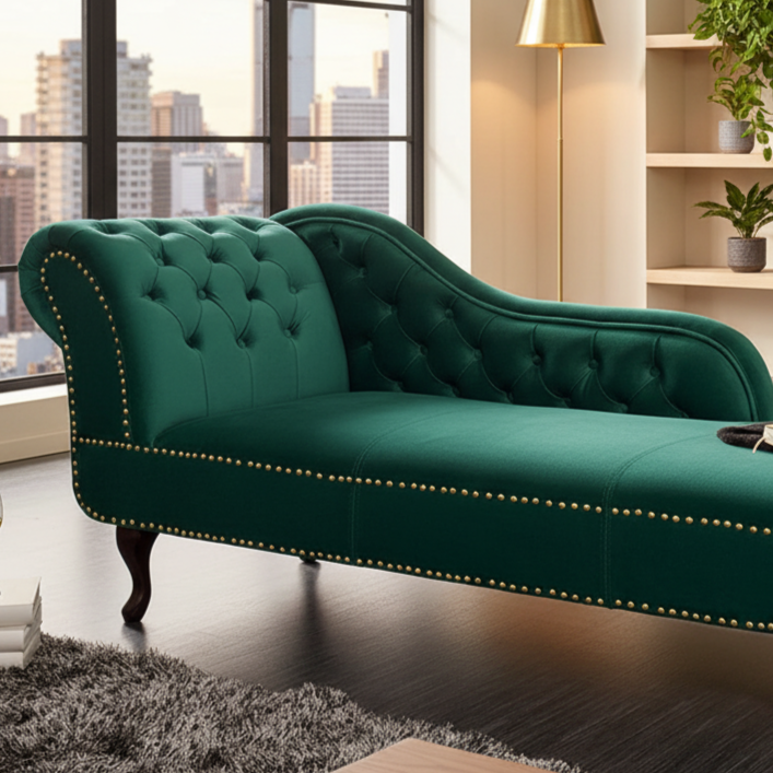 চেস্টারফিল্ড লাউঞ্জ সোফা আধুনিক ডিজাইন এবং লেদারেট ফ্যাব্রিক টেকসই এবং আরামদায়ক প্যাডেড বসার ঘর, অফিসের জন্য উপযুক্ত - সবুজ