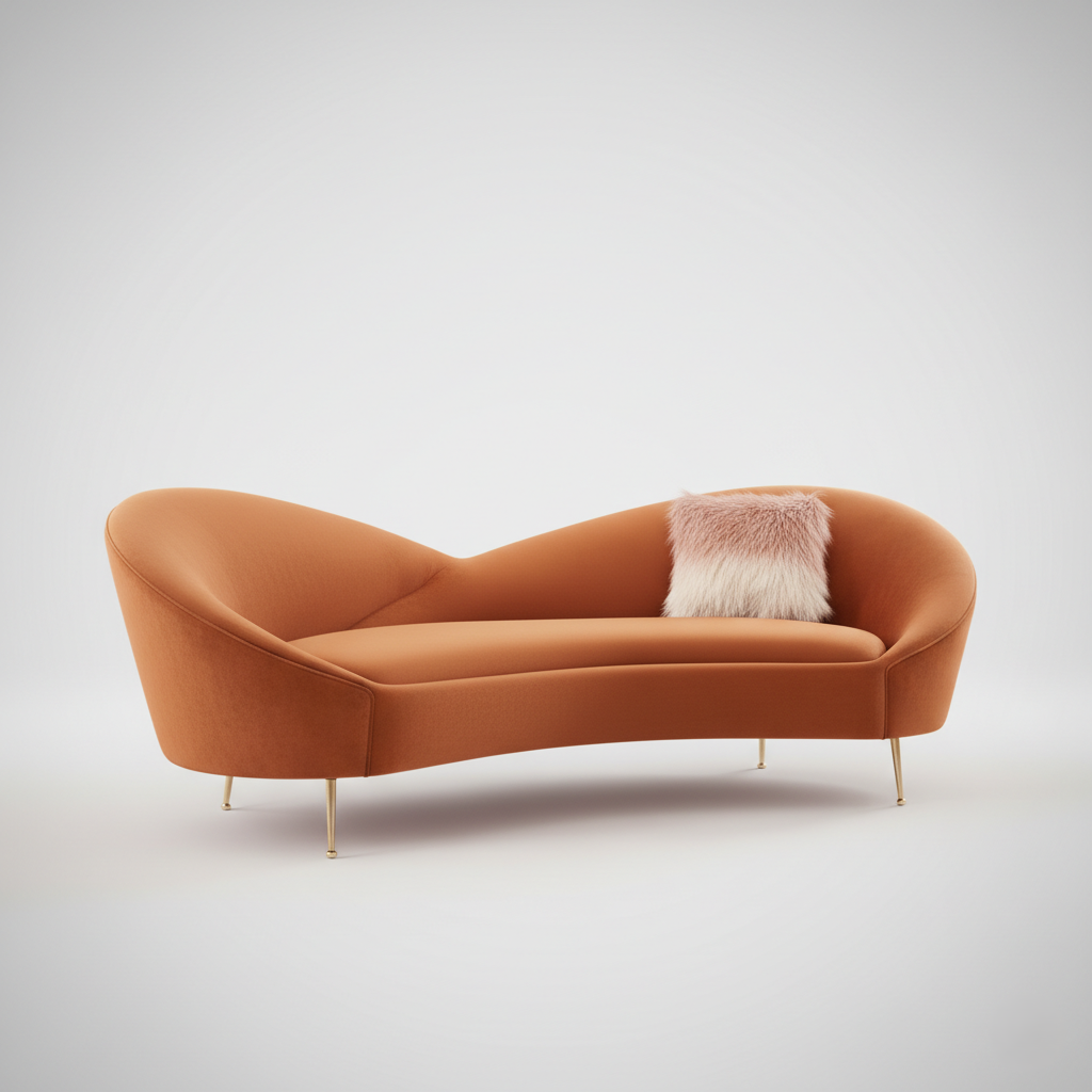 3 Seater Sofa, Elegant Curves, Rich Velvet, Golden Legs, A Plush, Inviting Statement Piece For Modern Luxury