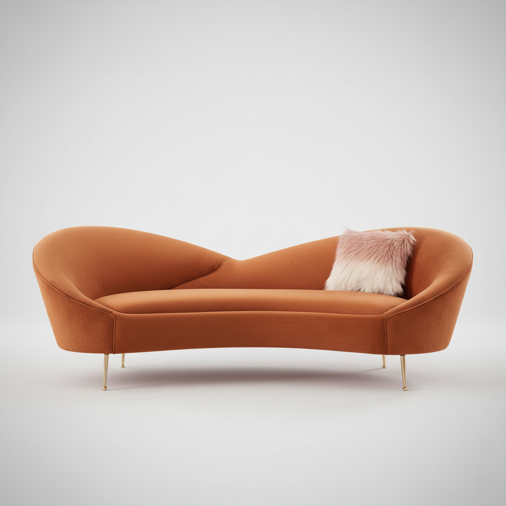 3 Seater Sofa, Elegant Curves, Rich Velvet, Golden Legs, A Plush, Inviting Statement Piece For Modern Luxury