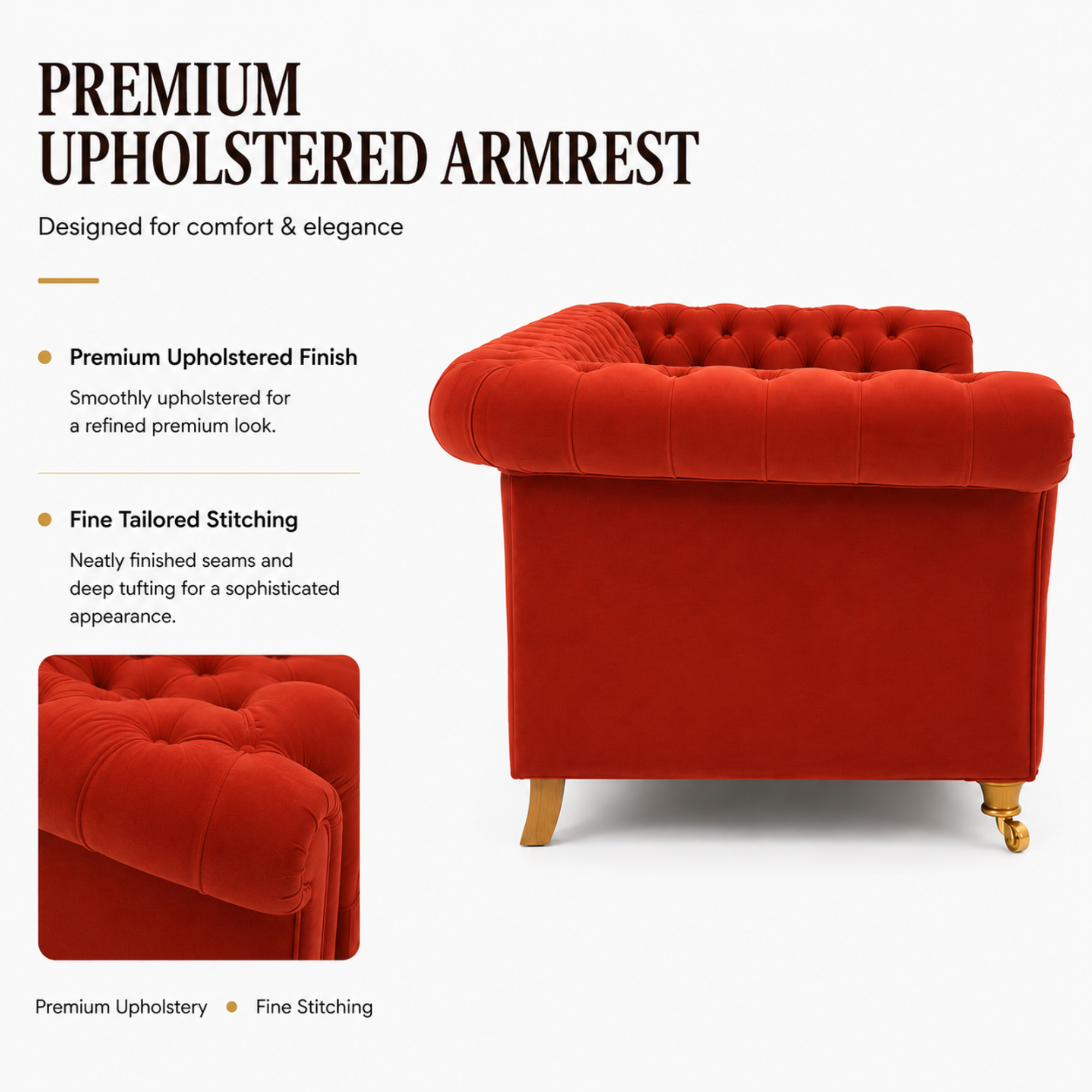 3 Spacious Seater chesterfield sofa Premium Quality Sofa and Suede fabric Durable & Comfortable Padded Perfect for living Room-Pink