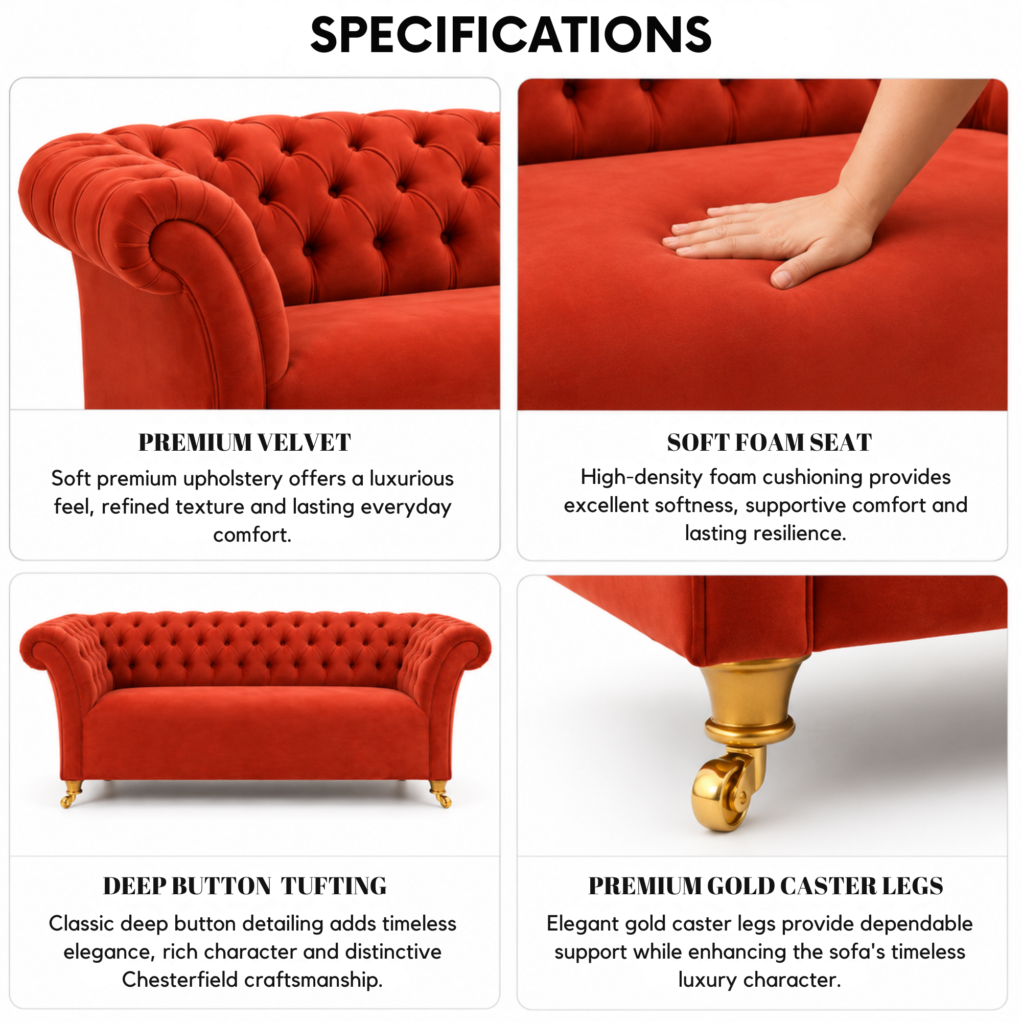 3 Spacious Seater chesterfield sofa Premium Quality Sofa and Suede fabric Durable & Comfortable Padded Perfect for living Room-Pink