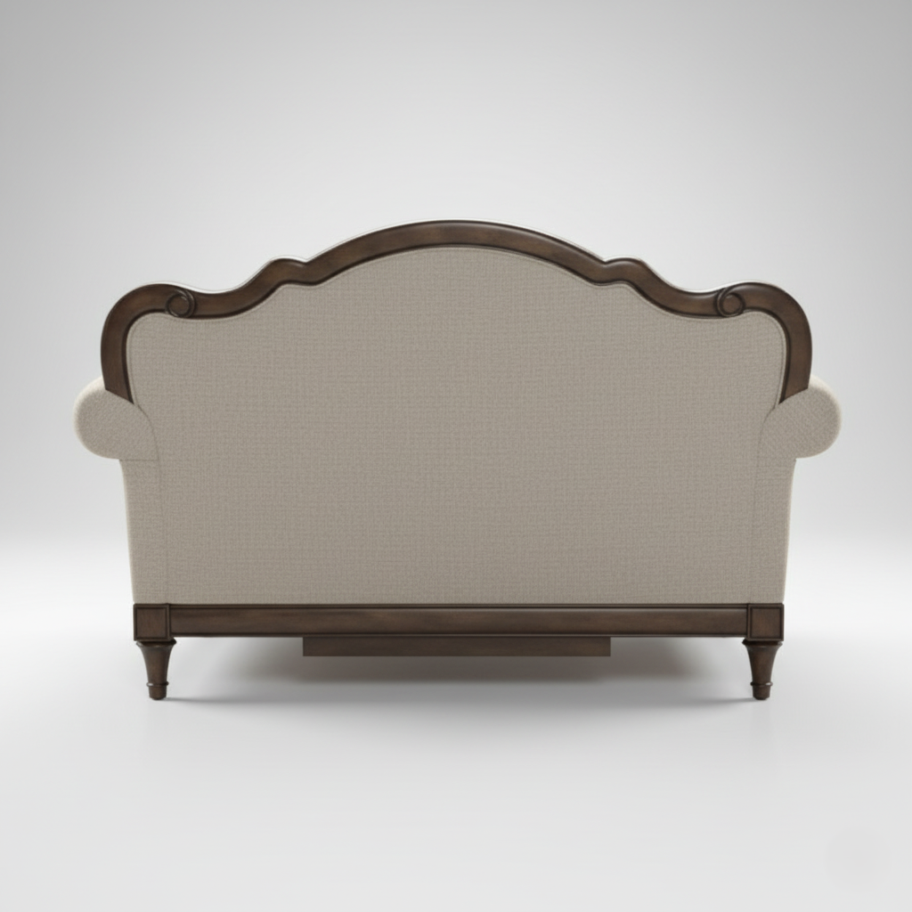 2 Seater Wooden Sofa For Home Furniture, Upholstery Fabric Premium And Durable Design For Living Room and Hall- Cream