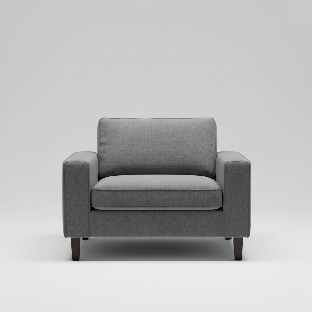 1-Seater Fabric Sofa for Home Furniture Frame Plyboard with Grey Fabric High Density Foam Soft & Comfort Seating for Living Room