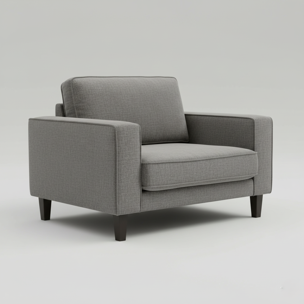 1-Seater Fabric Sofa for Home Furniture Frame Plyboard with Grey Fabric High Density Foam Soft & Comfort Seating for Living Room