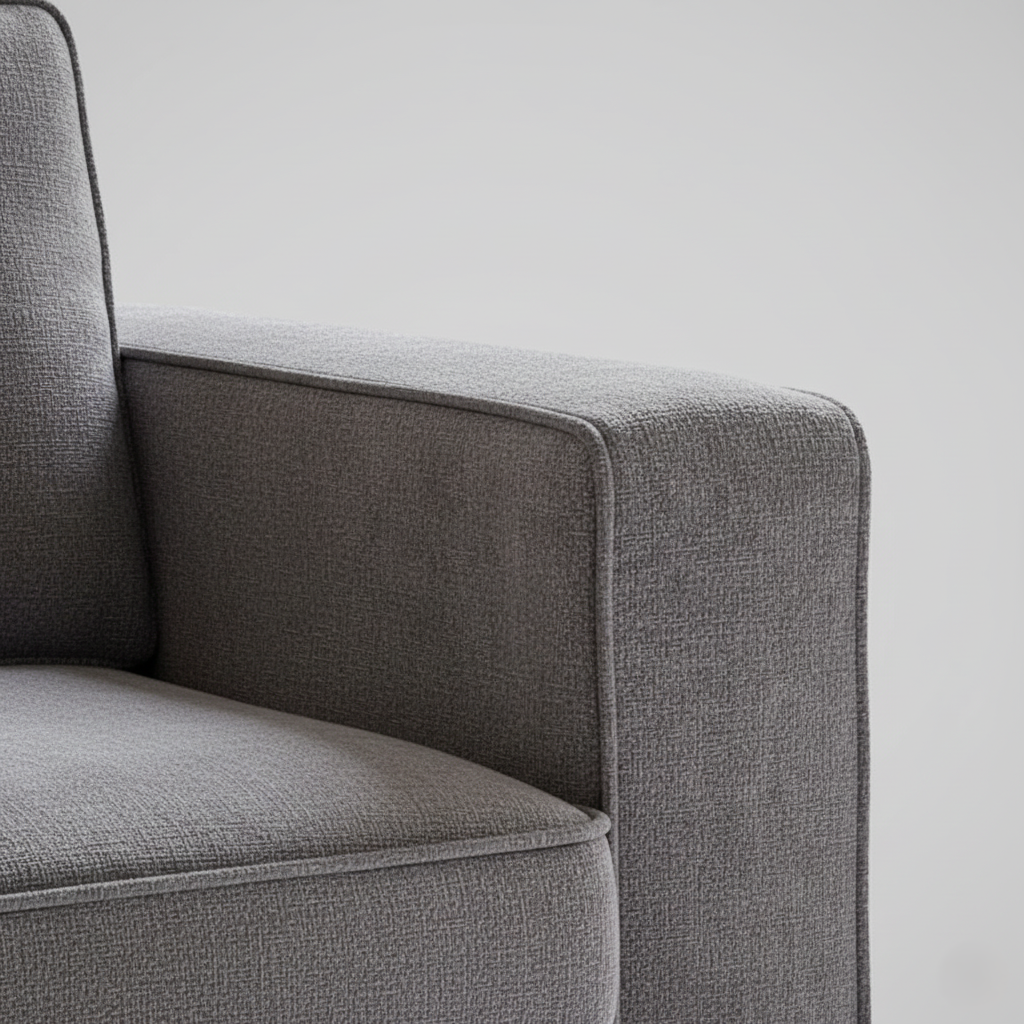 1-Seater Fabric Sofa for Home Furniture Frame Plyboard with Grey Fabric High Density Foam Soft & Comfort Seating for Living Room