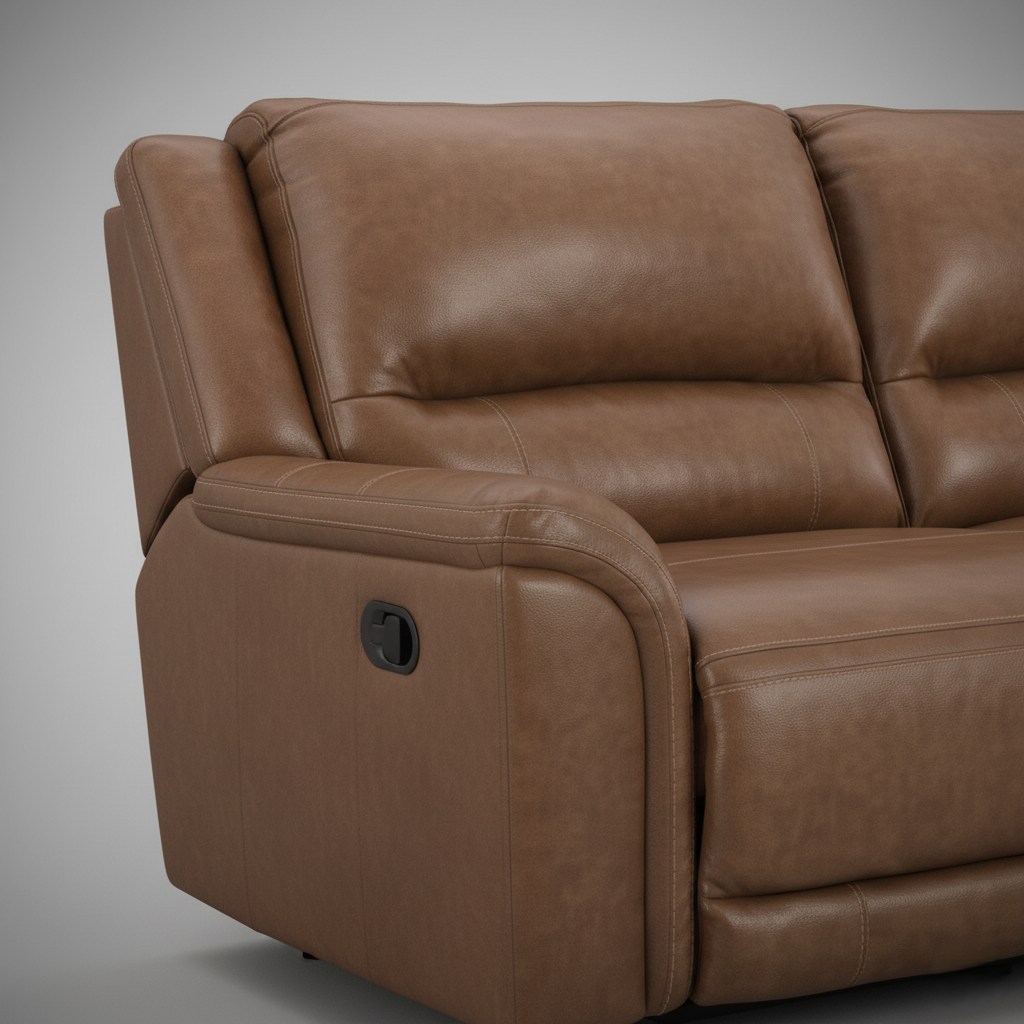 2 Seater & Reclining Sofa For Home Furniture, Upholstery Pu Leatherette Modern And Durable Design For Living Room -Brown