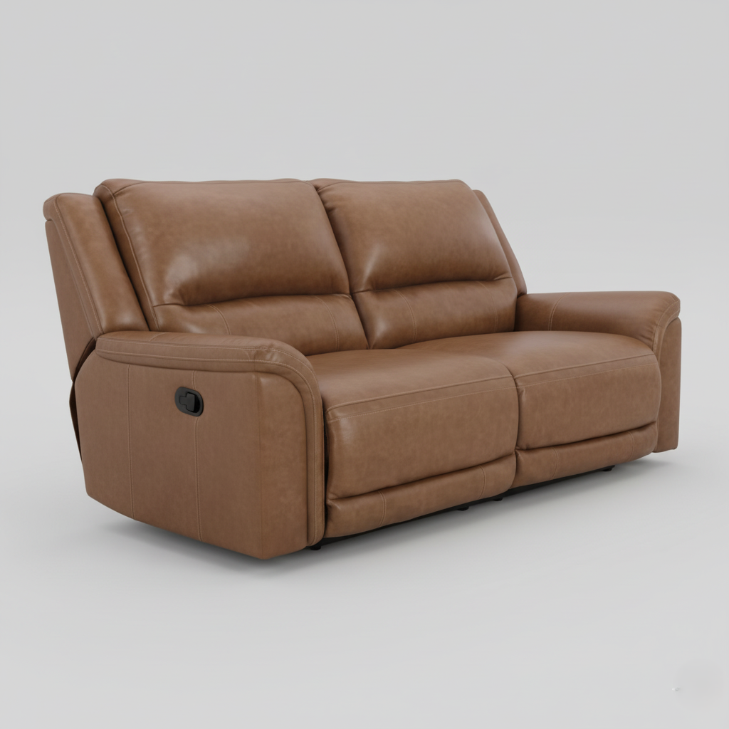 2 Seater & Reclining Sofa For Home Furniture, Upholstery Pu Leatherette Modern And Durable Design For Living Room -Brown