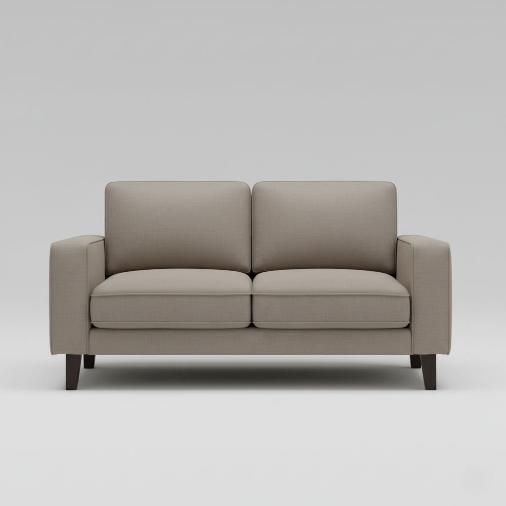 घर के फर्नीचर के लिए 2-सीटर फ़ैब्रिक सोफा, लिविंग रूम के लिए उच्च घनत्व वाले फोम सॉफ्ट और आरामदायक सीटिंग के साथ आधुनिक डिज़ाइन फ़्रेम प्लाईबोर्ड - ग्रे