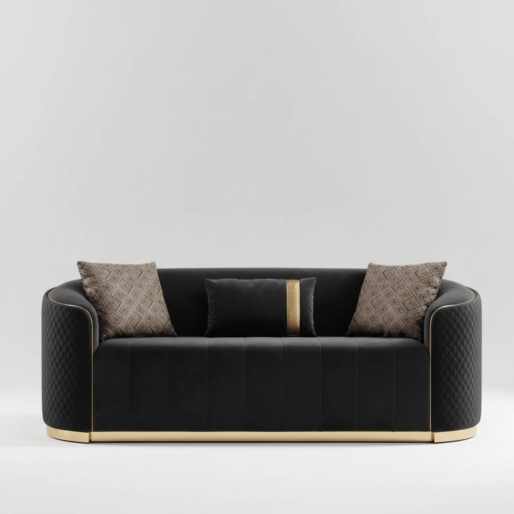 3 सीटर सोफा आधुनिक डिजाइन और मखमली कपड़े से बना, टिकाऊ और आरामदायक, गद्देदार, लिविंग रूम के लिए बिल्कुल सही