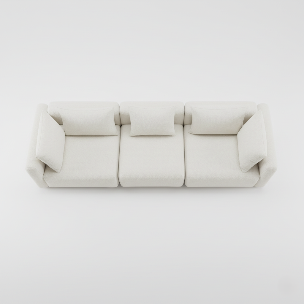 3 Seater Sofa For Home Furniture, Premium Upholstery Fabric, Modern And Durable Design For Living Room and Office- Off White