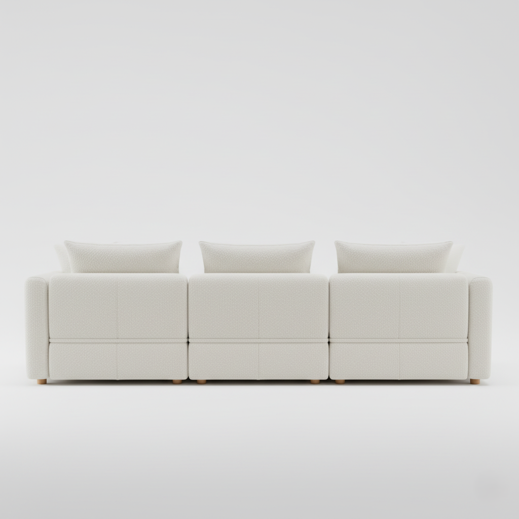 3 Seater Sofa For Home Furniture, Premium Upholstery Fabric, Modern And Durable Design For Living Room and Office- Off White