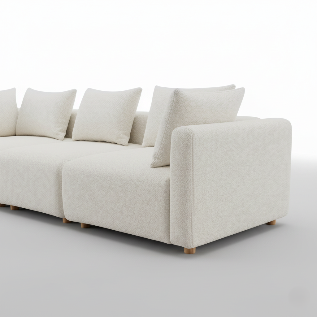 3 Seater Sofa For Home Furniture, Premium Upholstery Fabric, Modern And Durable Design For Living Room and Office- Off White