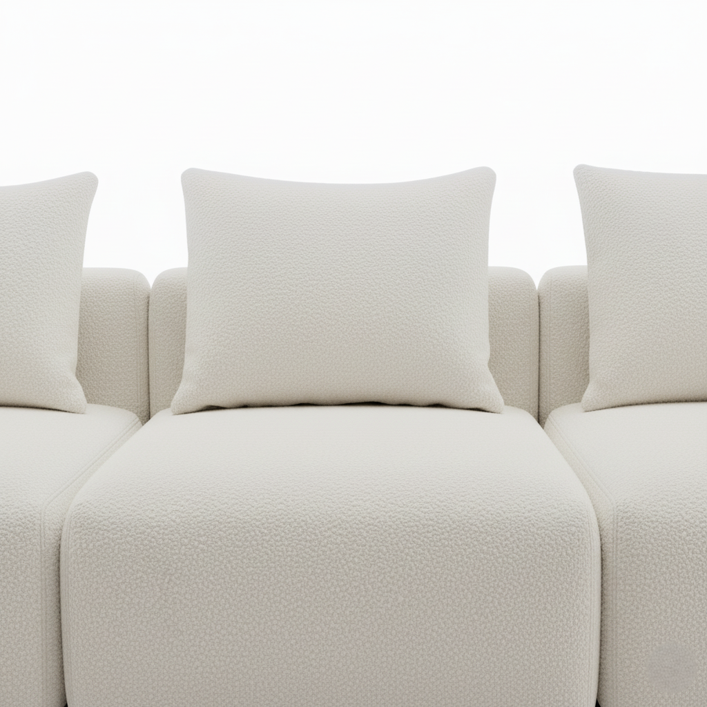 3 Seater Sofa For Home Furniture, Premium Upholstery Fabric, Modern And Durable Design For Living Room and Office- Off White