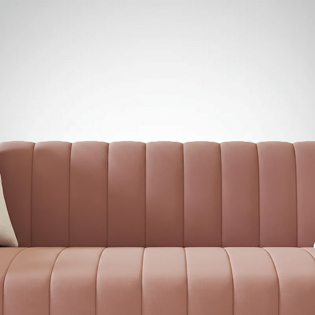 3 Seater Sofa Modern Design The Serenity Sofa: Blush Velvet Channel Tufted Modern Sofa with Gold Accents