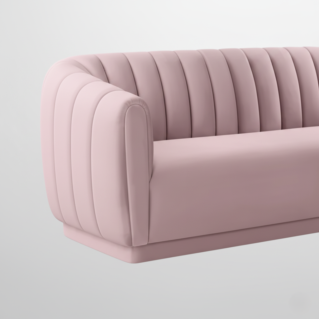 3 Seater &  Sofa For Home Furniture, Upholstery Velvet Premium and Durable Design For Living Room and Office- Light Pink