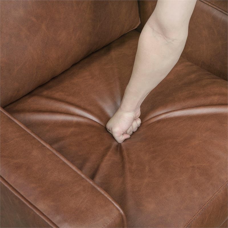 3 Seater Sofa For Home Furniture and PU leatherette and Premium Quality and Modern and Durable Design for Living Room-Brown