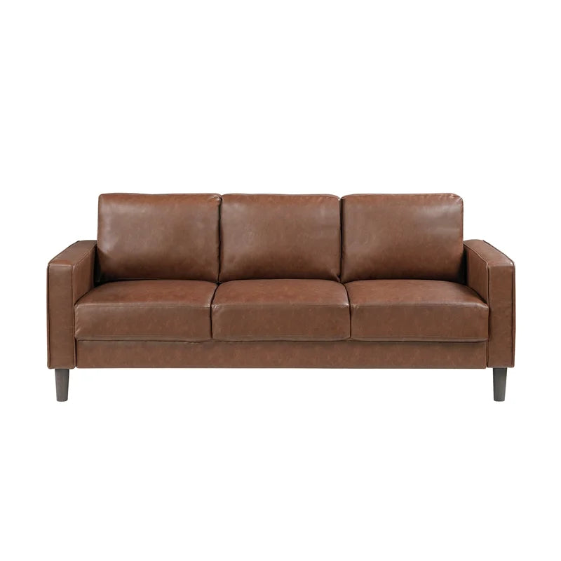 3 Seater Sofa For Home Furniture and PU leatherette and Premium Quality and Modern and Durable Design for Living Room-Brown