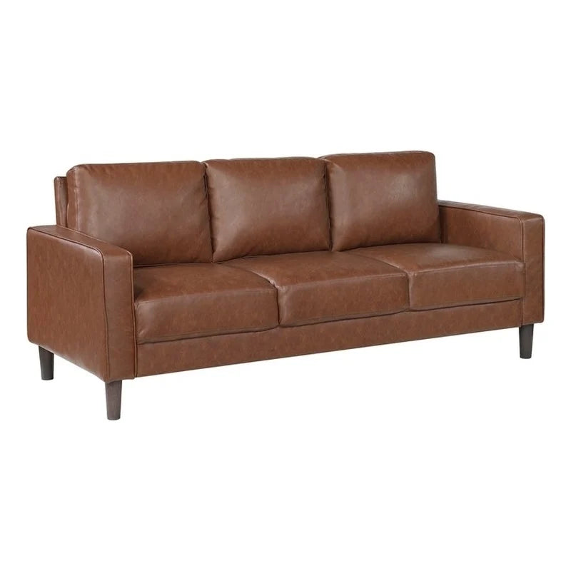 3 Seater Sofa For Home Furniture and PU leatherette and Premium Quality and Modern and Durable Design for Living Room-Brown