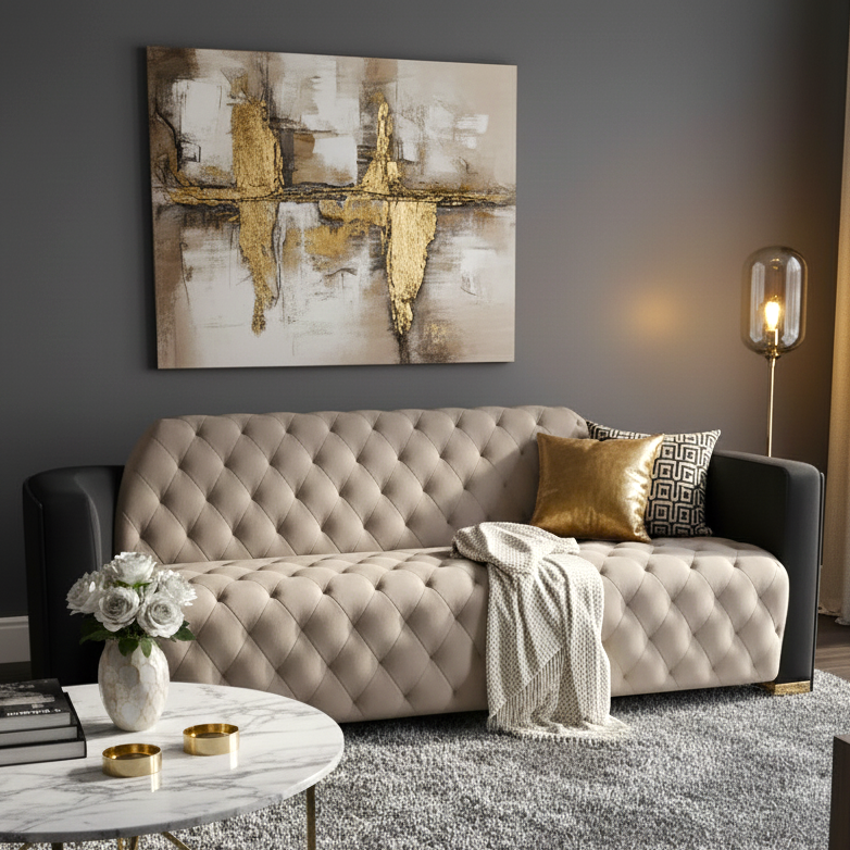 घर और फर्नीचर के लिए 3 सीटर चेस्टरफील्ड सोफा असबाब कपड़े, लिविंग रूम के लिए आधुनिक और टिकाऊ डिजाइन - सफेद (कॉपी)