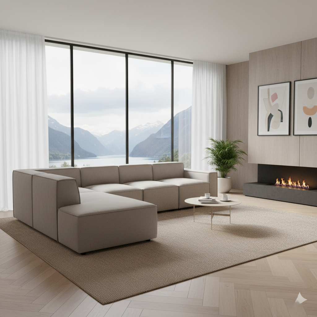 L Shape Corner Sofa For Home and furniture Upholstery Fabric Modern and Durable Design for Living Room - Grey