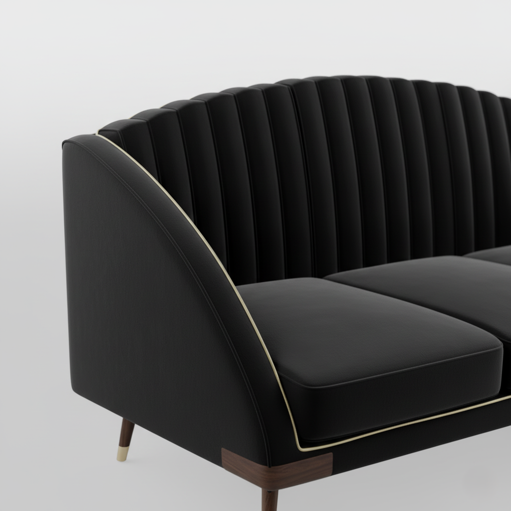 3 Seater Sofa For Home and furniture Upholstery Velvet Modern and Durable Design for Living Room-Black