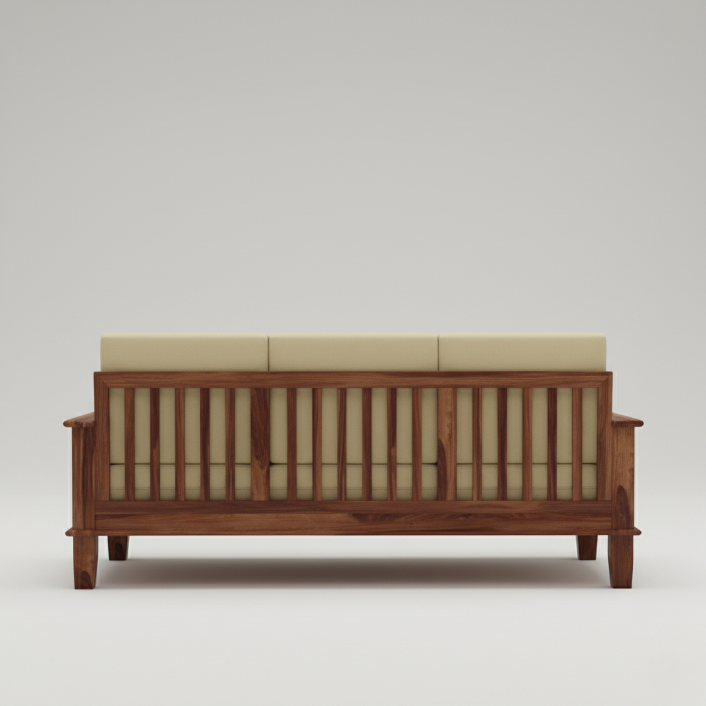 ঘর এবং আসবাবপত্র এবং গৃহসজ্জার সামগ্রীর জন্য ৩ আসন বিশিষ্ট সোফা বসার ঘরের জন্য আধুনিক এবং টেকসই নকশা - বাদামী এবং বেইজ