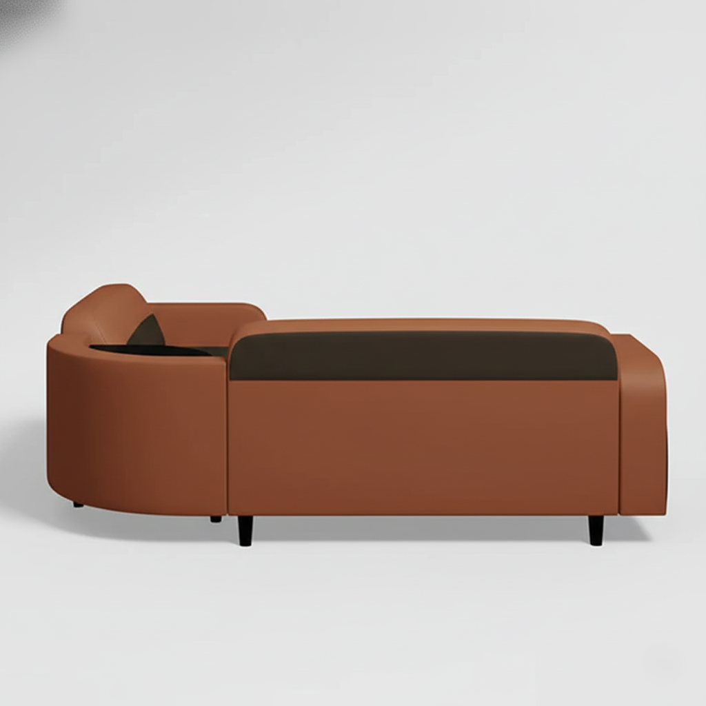 L Shape Sectional Sofa For Home and furniture & Upholstery PU Leatherette, Modern and Durable Design for Living Room- Brown and Black