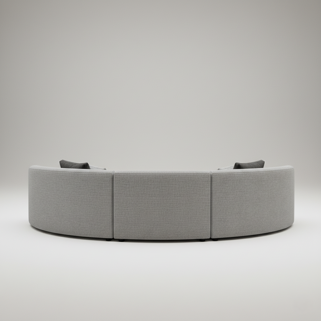 छोटे गोलाकार सोफा और घर और फर्नीचर और असबाब कपड़े के लिए, लिविंग रूम के लिए आधुनिक और टिकाऊ डिजाइन - हल्का ग्रे