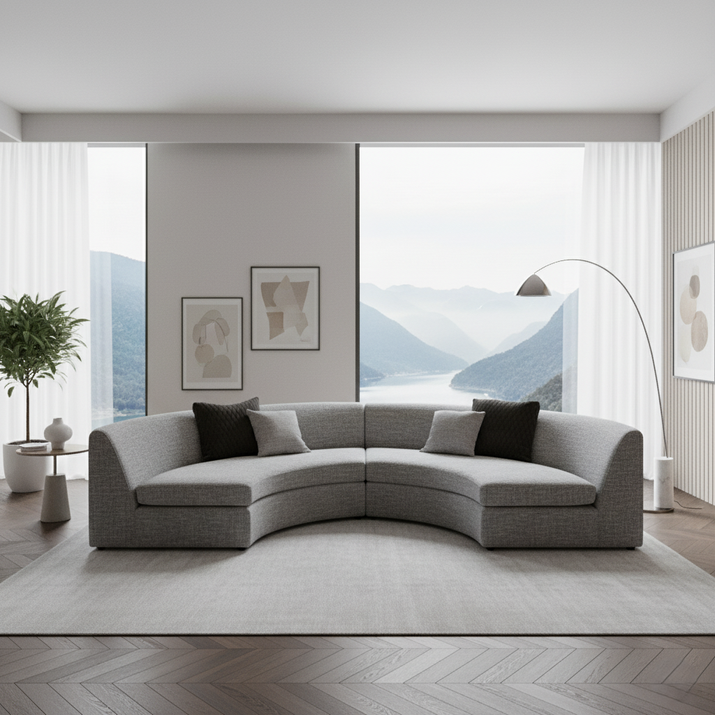 Small Circular Sofa & For Home and Furniture & Upholstery Fabric, Modern and Durable Design for Living Room