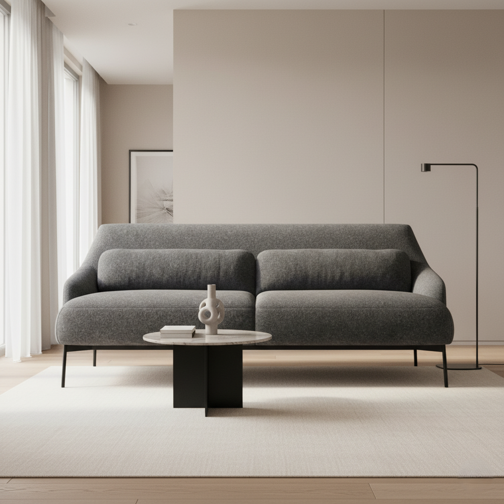 3 Seater & Sofa For Home Furniture, Upholstery Fabric Premium and Durable Design For Living Room and Office- Dark Grey