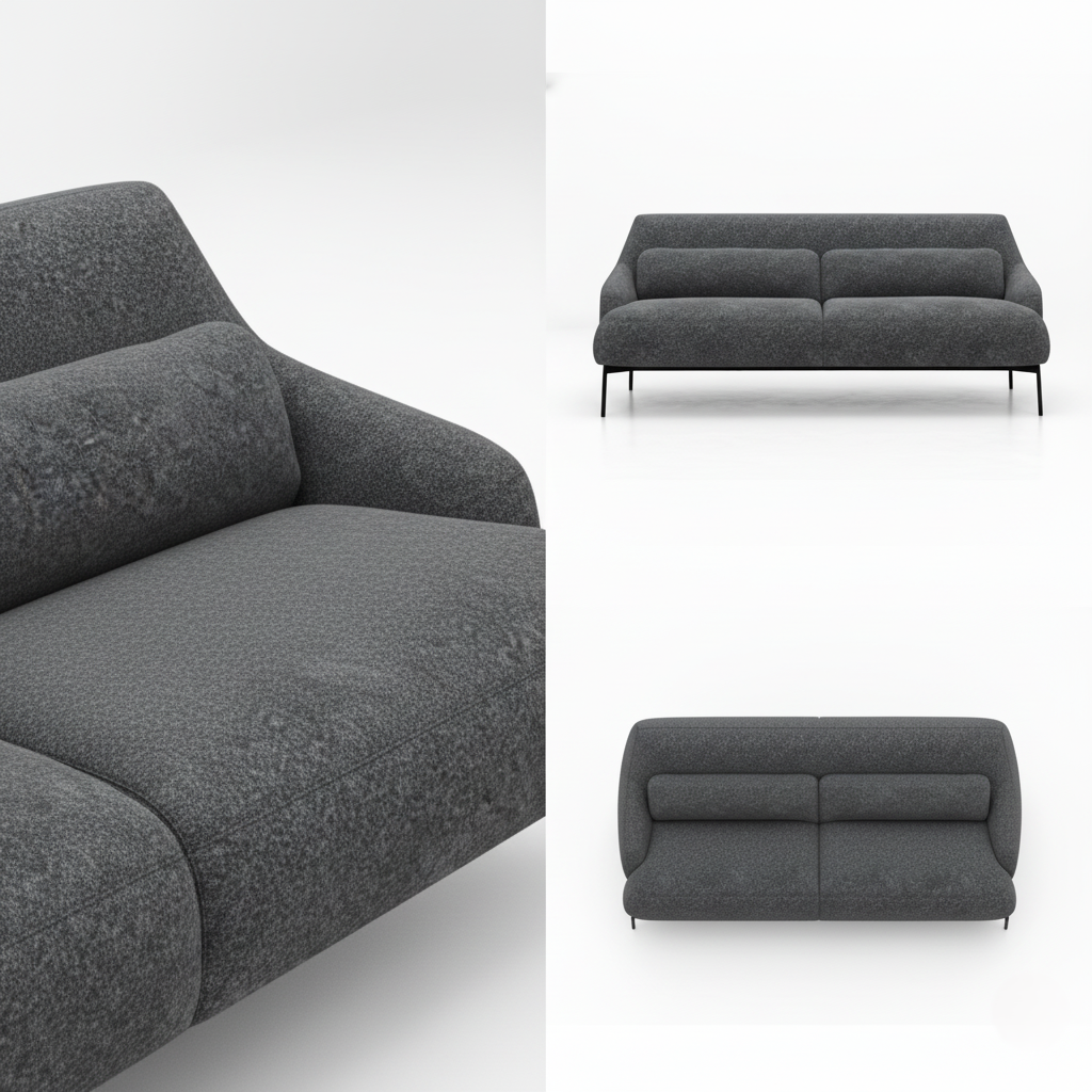 3 Seater & Sofa For Home Furniture, Upholstery Fabric Premium and Durable Design For Living Room and Office- Dark Grey