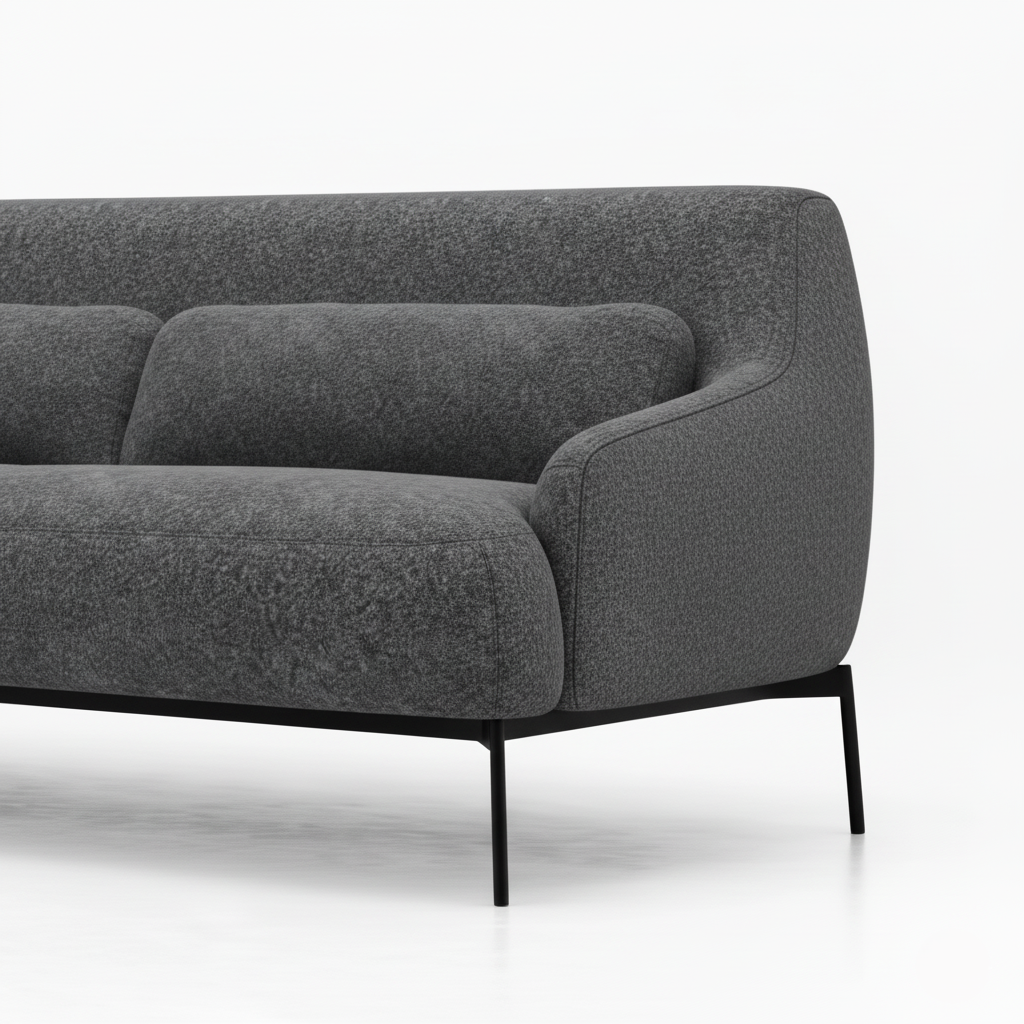 3 Seater & Sofa For Home Furniture, Upholstery Fabric Premium and Durable Design For Living Room and Office- Dark Grey