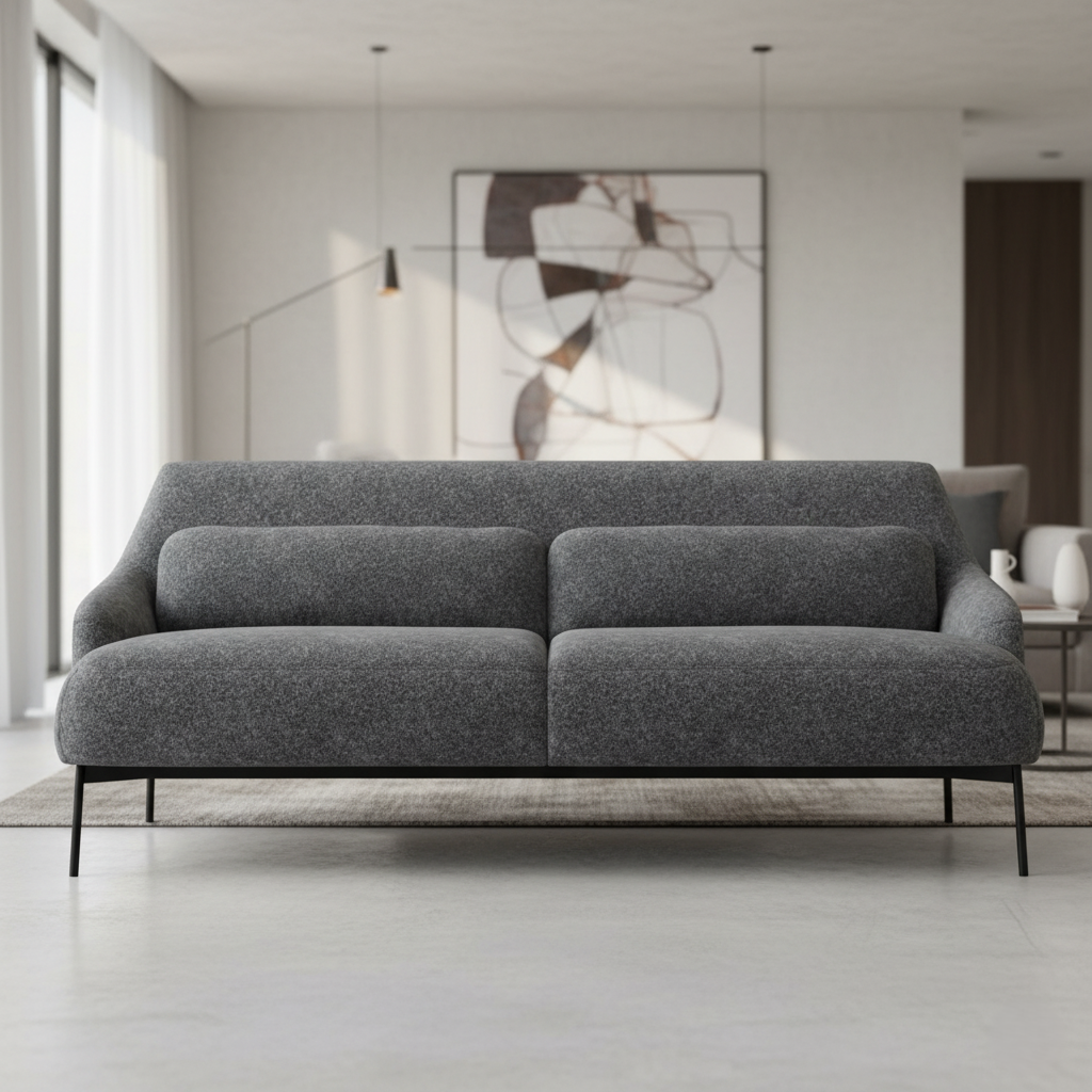 3 Seater & Sofa For Home Furniture, Upholstery Fabric Premium and Durable Design For Living Room and Office- Dark Grey