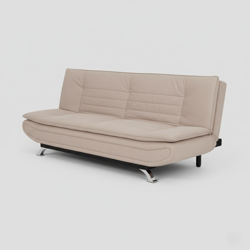 3 Seater Sofa Cum Bed Fabric Upholstery Modern And Durable Design For Living Room and Office -Cream
