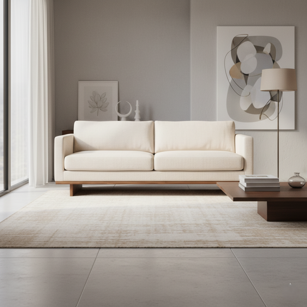 2 Seater Sofa Fabric Upholstery Modern And Durable Design For Living Room and Office-Off White