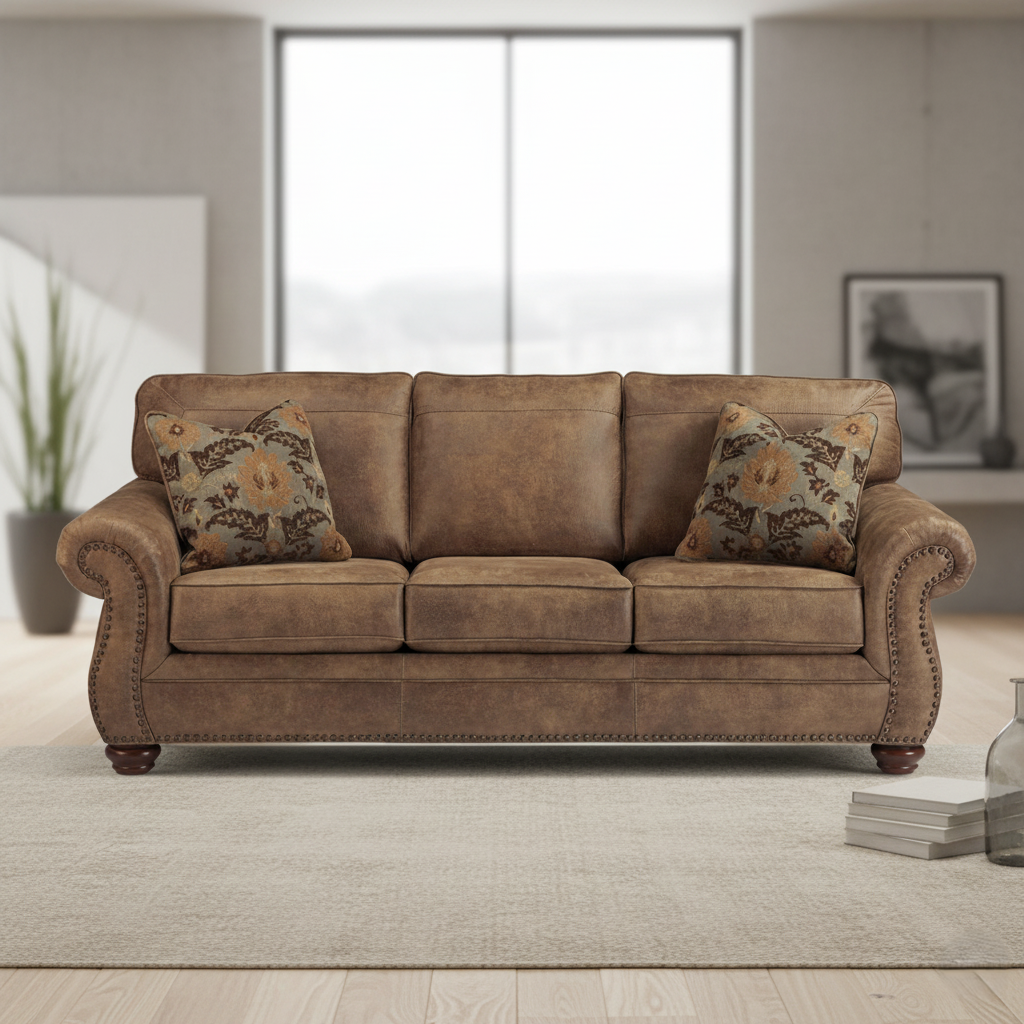 3 Seater & Sofa For Home Furniture, Upholstery Pu leatherette Premium and Durable Design For Living Room and Office- Dark Brown