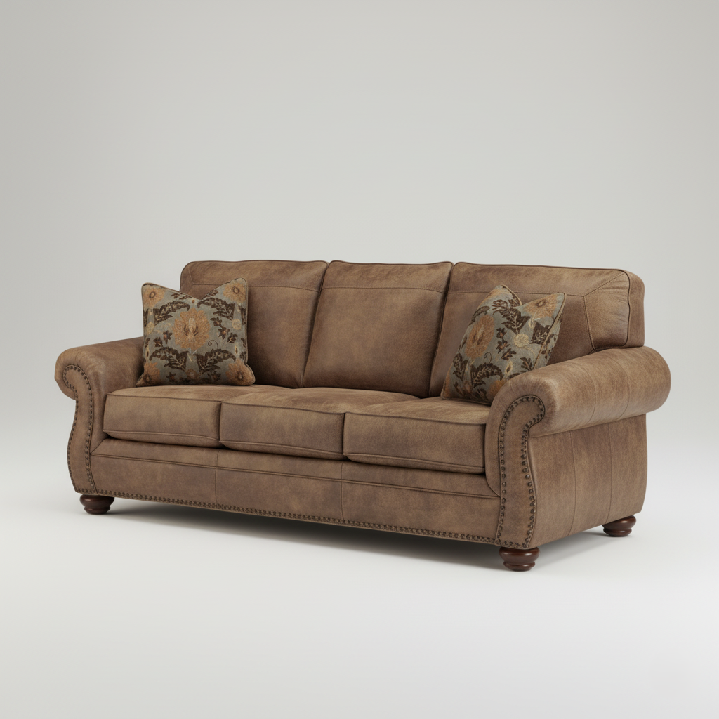 3 Seater & Sofa For Home Furniture, Upholstery Pu leatherette Premium and Durable Design For Living Room and Office- Dark Brown